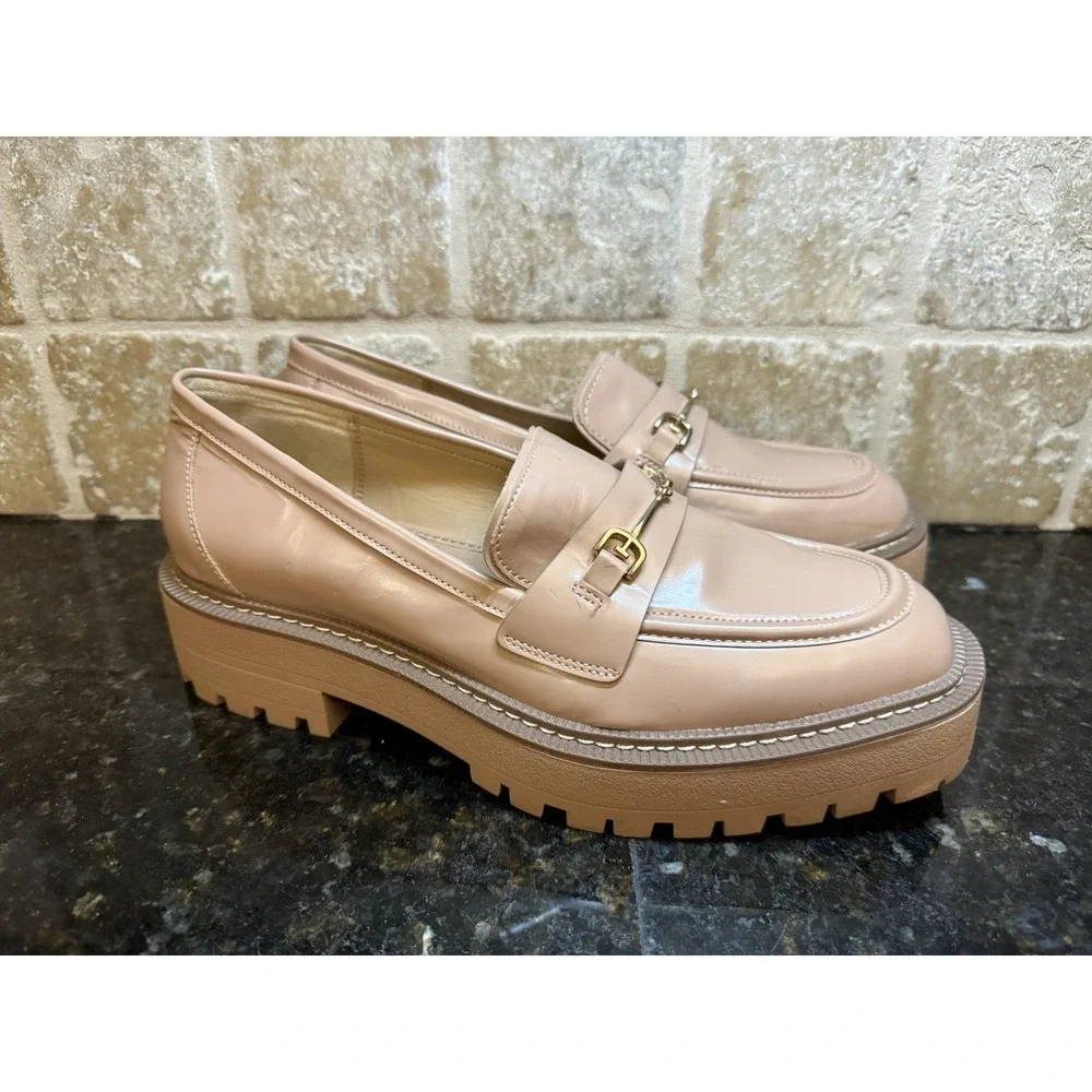 Sam Edelman Laurs Platform‎ Lug Sole Slip On Shoes Women's Size 9.5 Tan Beige